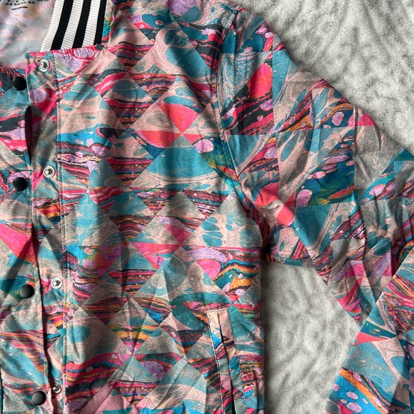 Adidas Women's Vibrant Multicolor Bomber Jacket Size M - Picture 4 of 10